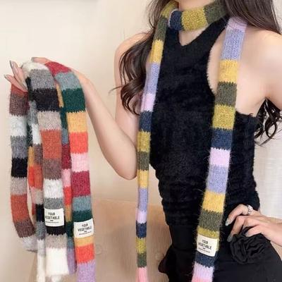 Collocation Clothing Accessories Long Narrow Scarves Harajuku Style Stripe Shawl  Girl