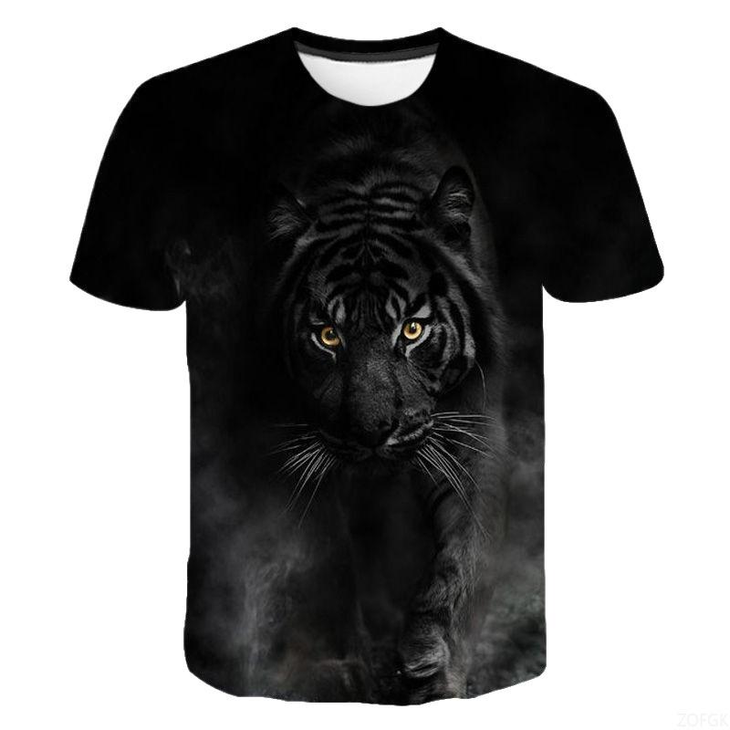 Fashion Men's T-Shirt Animal Tiger 3D Print Men's and Women's Summer Short Sleeve Round Neck Casual Top Outdoor Men's Clothing
