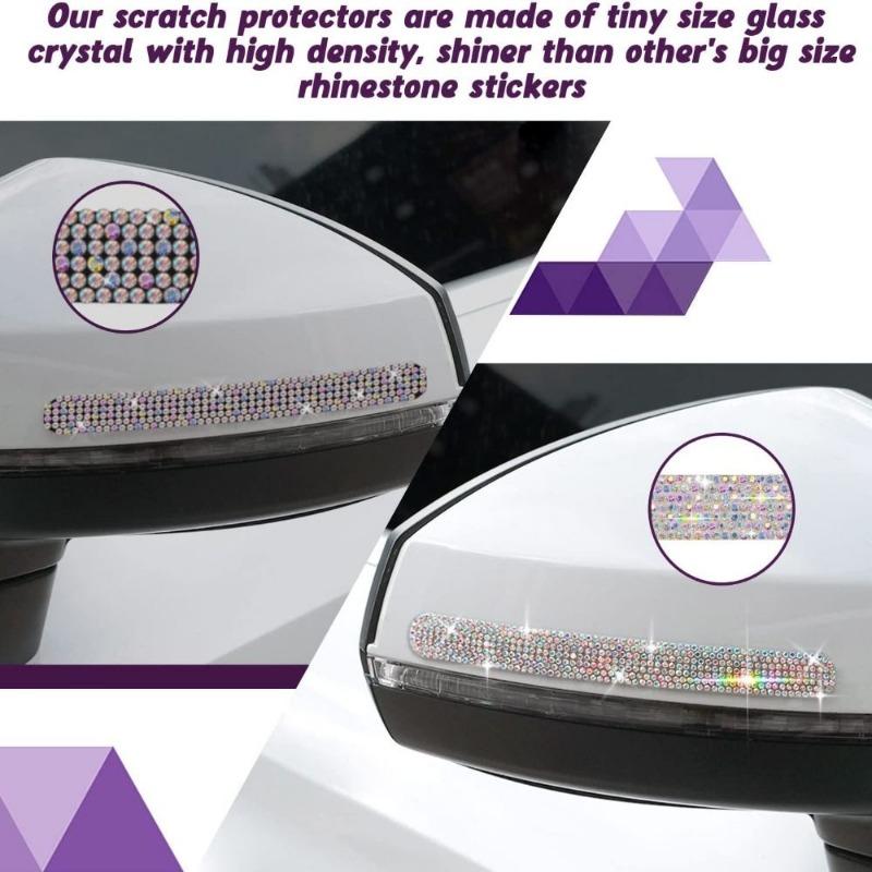 8Pcs/set Rhinestone Car Door Bowl Anti-scratch Reflective Stickers Door Bowl Handle Protection Decals Auto Decor Accessories