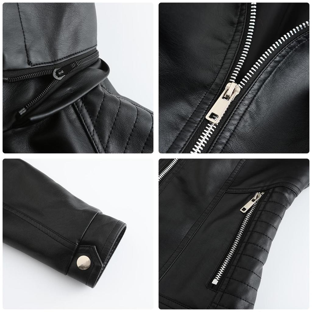 Fahsyee Kunstleren jas voor dames, motorjack, overgrote, moto, biker, leren jas, ritssluiting, kort, licht, vegan, mode, XL