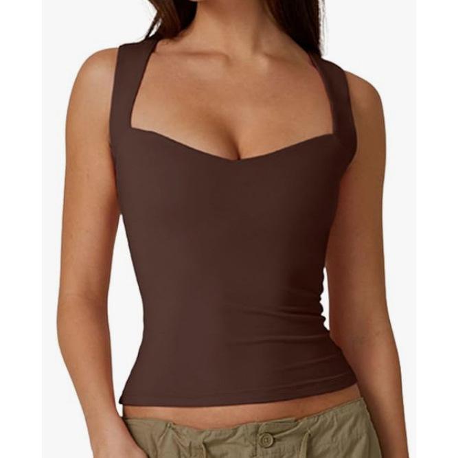 European & American Style Sleeveless Square Neck Crop Top - Casual Hot Girl Vest