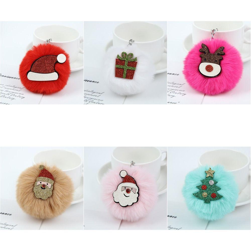 Christmas Plush Coal Ball Keyring Small Coal Ball Kawaii Christmas Keychain Car Keychain