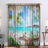 2PC Home Decoration Curtains, Beautiful Scenery With Pole Pocket Curtains, Kitchen, Coffee Shop, Living Room, Balcony, Garden