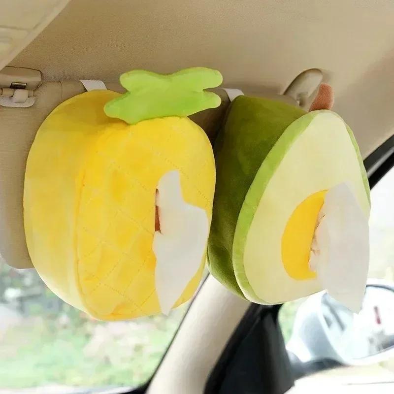 1 Pcs Plush Cute Cartoon Fruit Pineapple Avocado Tissue Box Paper Tissue Holder Napkin Case Pouch Gifts
