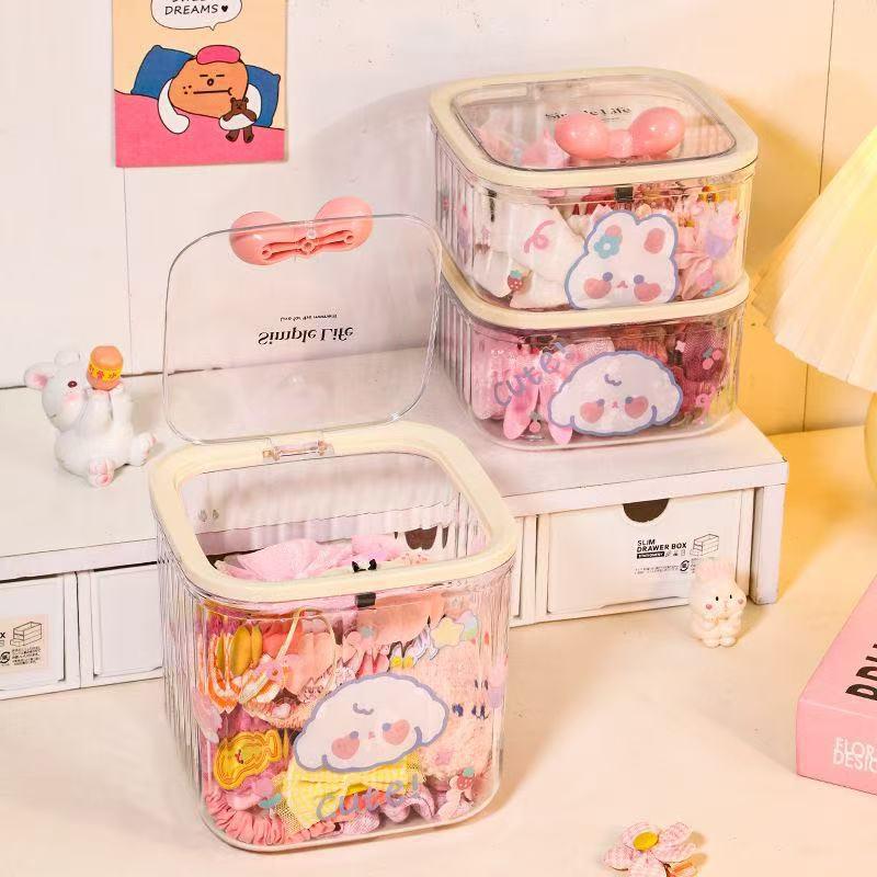 Clear Accessories Organizer Box Multifunctional Storage Box For Hair Ties Jewelry Bathroom Desktop With Storage Organizer