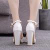 Sandals Summer Square High Heels Platform Shoes Sexy Ladies White Party Wedding Woman Pumps