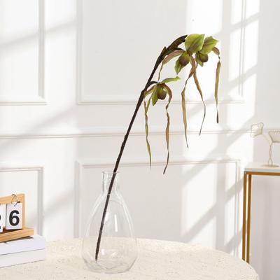 Flor Artificial Paphiopedilum Realista Seda Plástico Pétalas Hastes Flexíveis Duradoura Sem Rega Orquídea Falsa Decoração de Casa