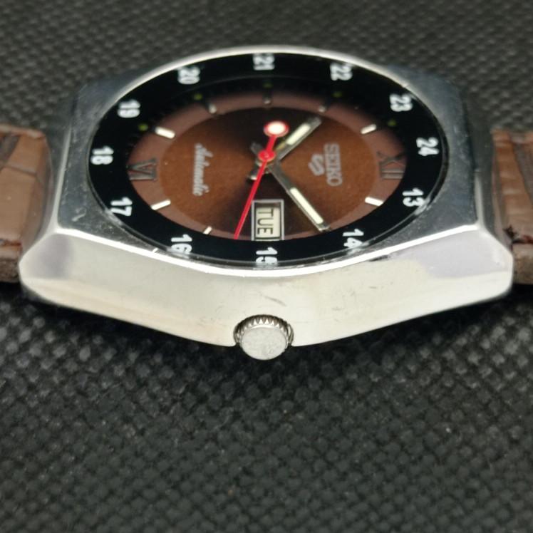 USED VINTAGE SEIKO 5 AUTOMATIC 6309A JAPAN MENS D/D BROWN WATCH 608i-a316860-2 SKU608i-a316860