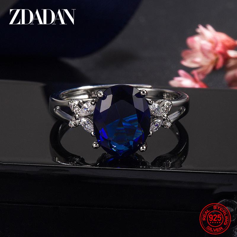 925 Silver Oval Emerald Adjuastable Ring for Women Fashion Jewelry