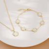 European American Fashion Four-Leaf Clover Necklace & Bracelet Set - Women's Two-Piece Cross-Border Bestseller