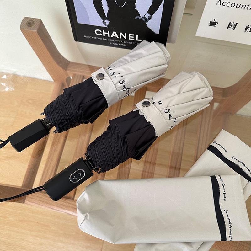 Romantic French Umbrella Automatic Sunscreen and Rainproof Dual purpose Black and White Splicing UV resistant Sunshade Umbrella