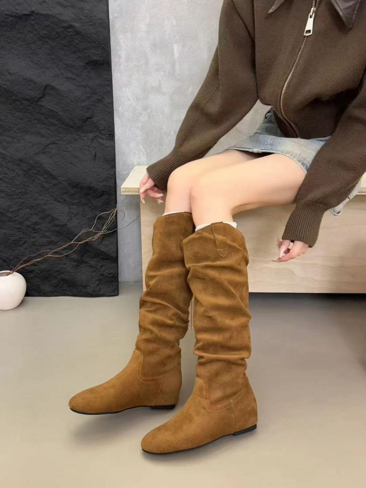 

Inner heightening stack boots children 2025 new Birkenstock boots small retro western cowboy boots 35