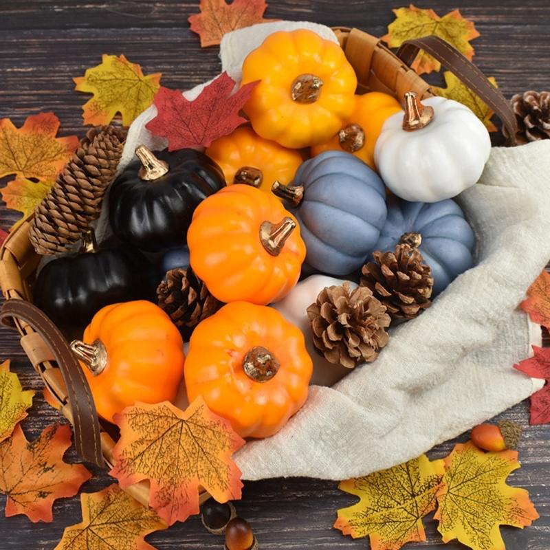 12 Pack Artificial Small Pumpkin Simulation Mini Pumpkins for Halloween Decor