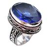 Blue Quartz Natural Gemstone Antique Silver Plated Ring US Size-7 A 549