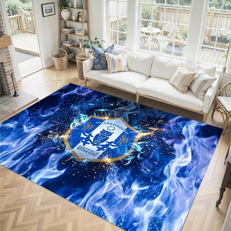 Sheffield Wednesday Calcio Design Velluto di Cristallo Tappeto Accogliente Non?Tappeto Stampato Antiscivolo per Camera da Letto Soggiorno Ingresso