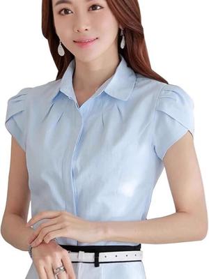 2026 Spring/Summer Vintage Slim Solid Color Lapel Ruffle Sleeve Women's Shirt
