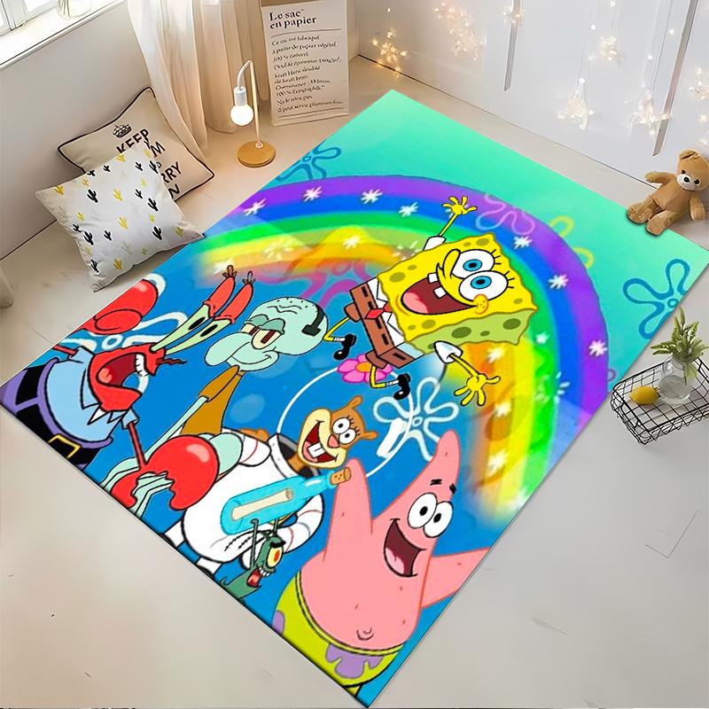 Cartoon Carpet with Rainbow Design for Kids' Room Suitable for Use As an Anti-slip Game Mat for Living Room and Bedroom Sofas