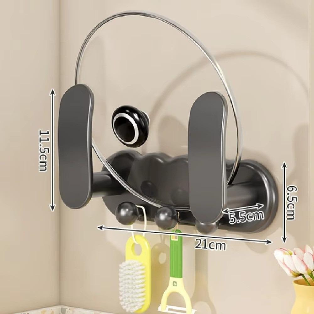 

Multi-Layer Wall Mount Pot Lids Holder Wall Hanging Punch-Free Chopping Board Rack with 3 Hooks Multifunctional Save Space чорний