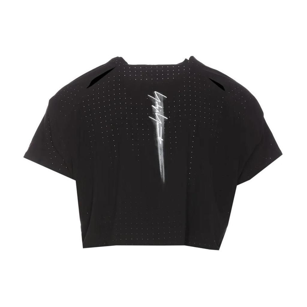 Y-3 Logo Print Crew Neck Short Sleeve T-Shirt Women Tops Black IR7096