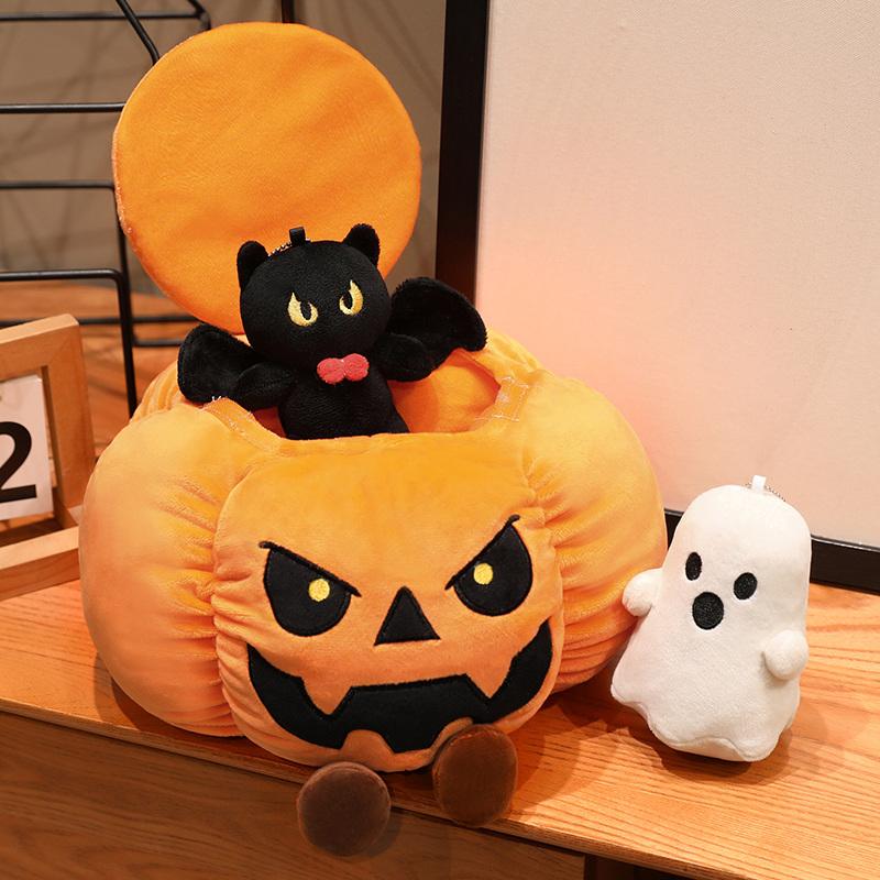Halloween Bat Witch Pumpkin Ghost Plush Pendant Toys Soft Stuffed Dolls Party Home Decoration Holiday Gift