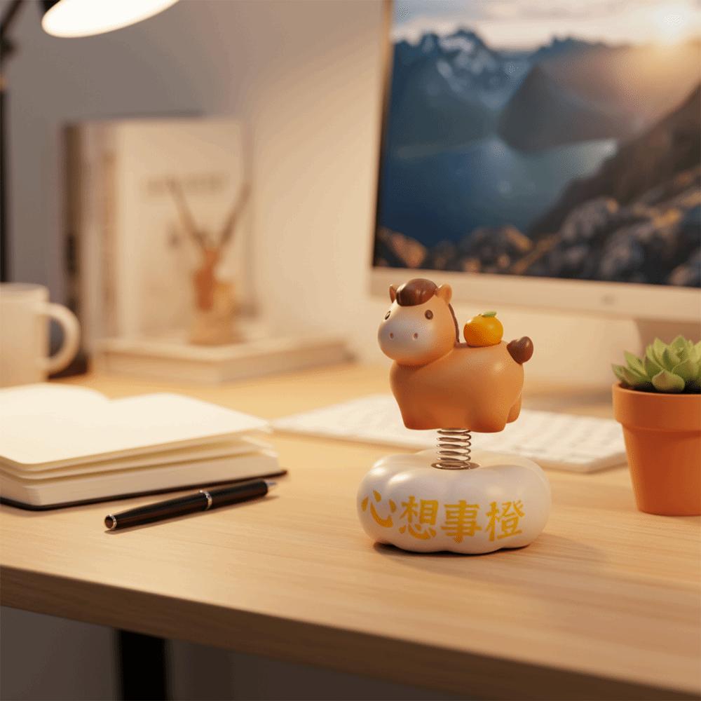 Harz Tierkreis Pony Ornament Schüttelbare Handgefertigte Schaukelpferd Figur Pferde Maskottchen Jahr des Pferdes