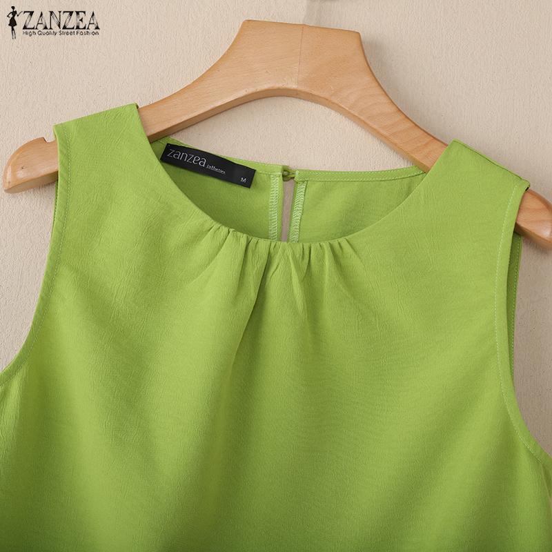 ZANZEA Women Casual Round Neck Summer Sleeveless Tank Tops