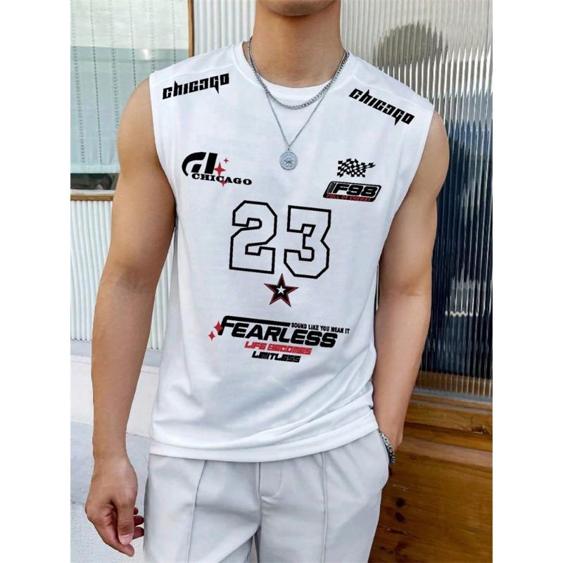 Summer Men's Round-neck Vest Is A Simple, 23-letter Printed Street Fashion Casual Wear That Is Breathable