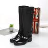 Women's Zipper Tall Boots Punk Style Belt Buckle Shoes Pure Color Rain Boots Outdoor Rubber Water Shoes For Female  Mujer
