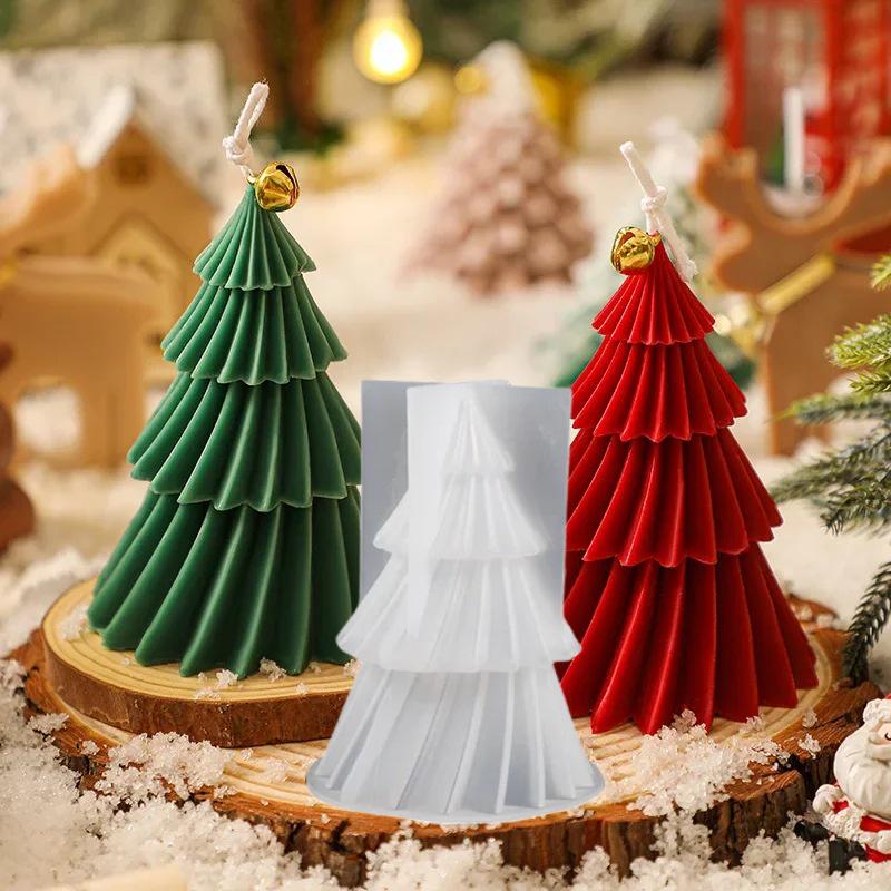 Origami Rotating Christmas Tree Scented Candle Mold - Home Decor Plaster Silicone Mold