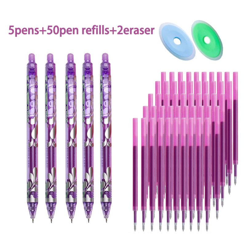 0.5mm Erasable Gel Pens Set 6colors Refill Rod Magic Ink Erasable Pen Washable Handle Office Writing Student School Stationery