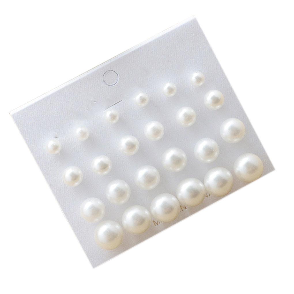 12 Pair/Set Bohemian Women Pearl Earrings Kit Girl Wedding Prom Party Ear Rings Simple Vintage Ear Studs