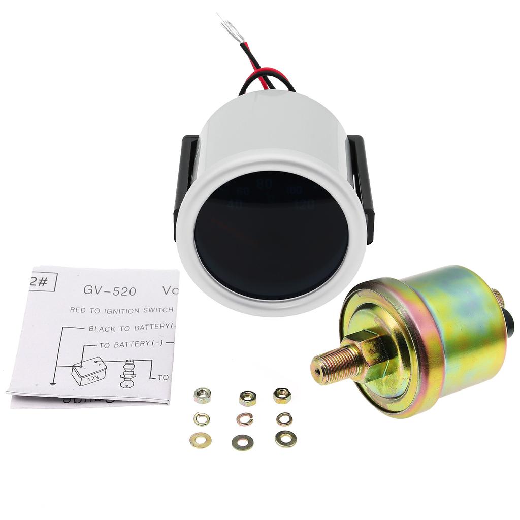 Universal 12V 2" 52MM Car Gauge Water Temp 40-120℃ Oil Temperature Boost PSI BAR Oil Pressure 0-100PSI Voltmeter Vacuum Gauge