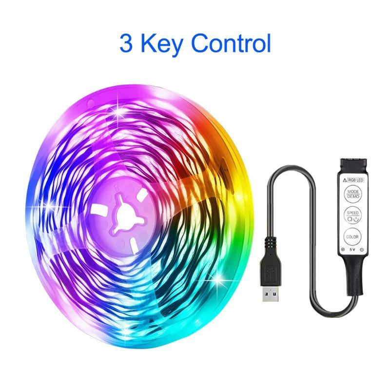 5V RGB Seven-Color LED Strip with 16 USB-Powered Self-Adhesive Lights for TV Background Atmosphere