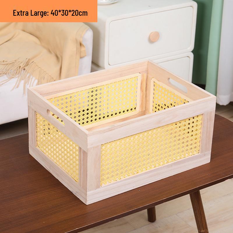 Distressed Wooden Rectangular Basket for Fruit & Vegetable Display