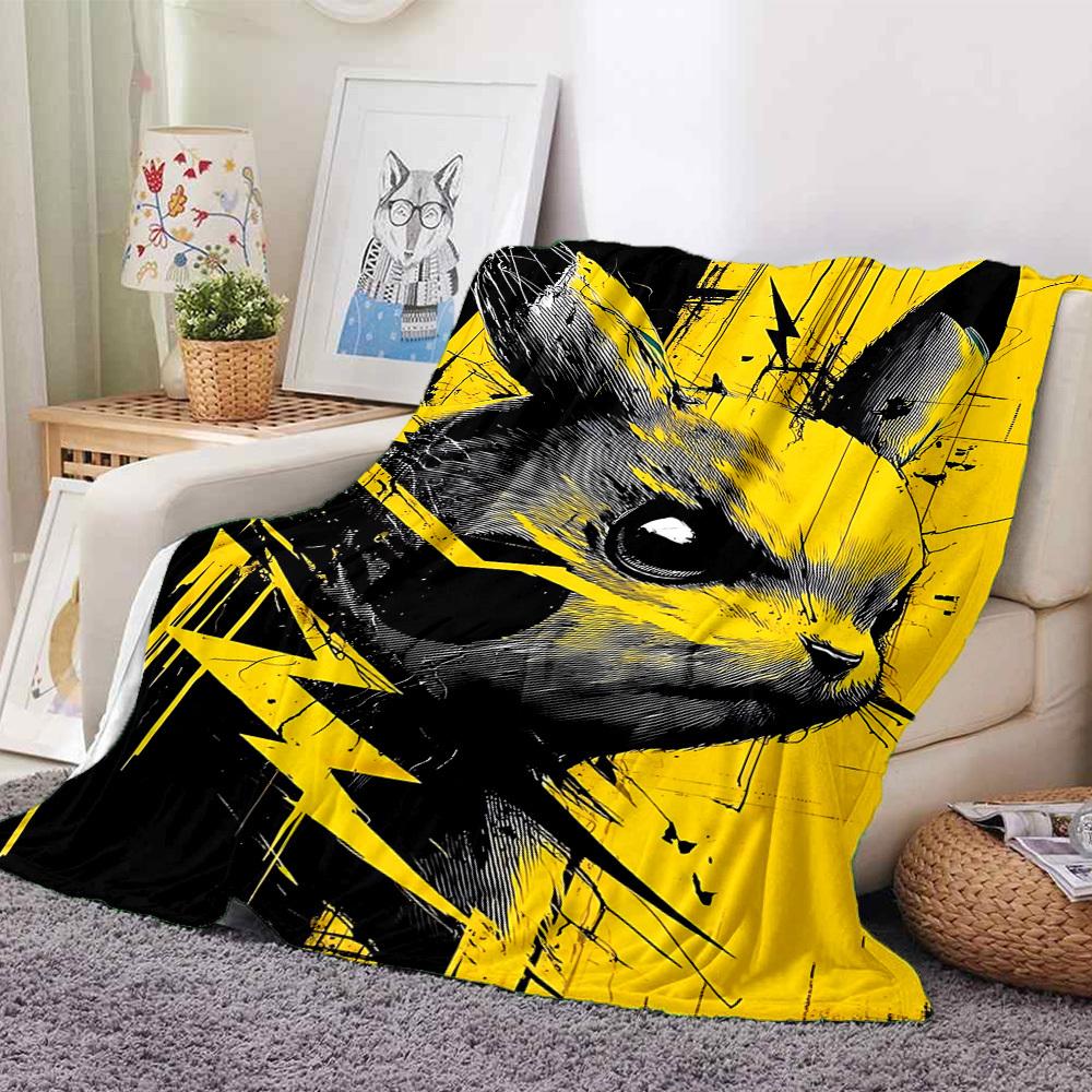 1PC Pikachu Blanket Soft Warm All Season Throw for Sofa, Bed, Car, Office Vibrant Colorful Design, Durable & Cozy Gift