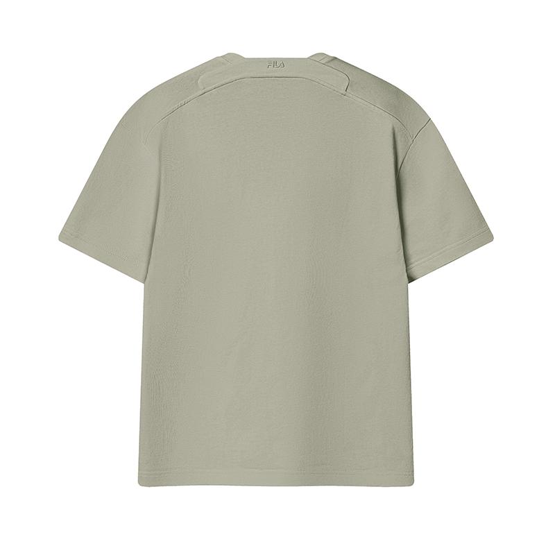 FILA White Versatile Comfortable Drop Shoulder Casual T-Shirt Men tops Khaki F61M623105FLK