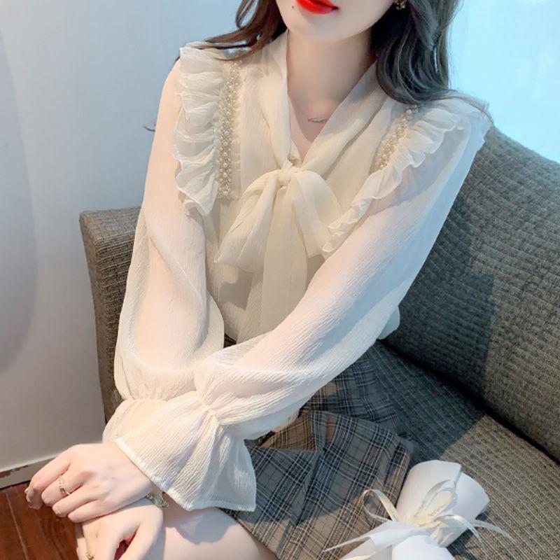 Fashion and Beautiful Butterfly Bow Tie Chiffon Shirt for Women Blouse