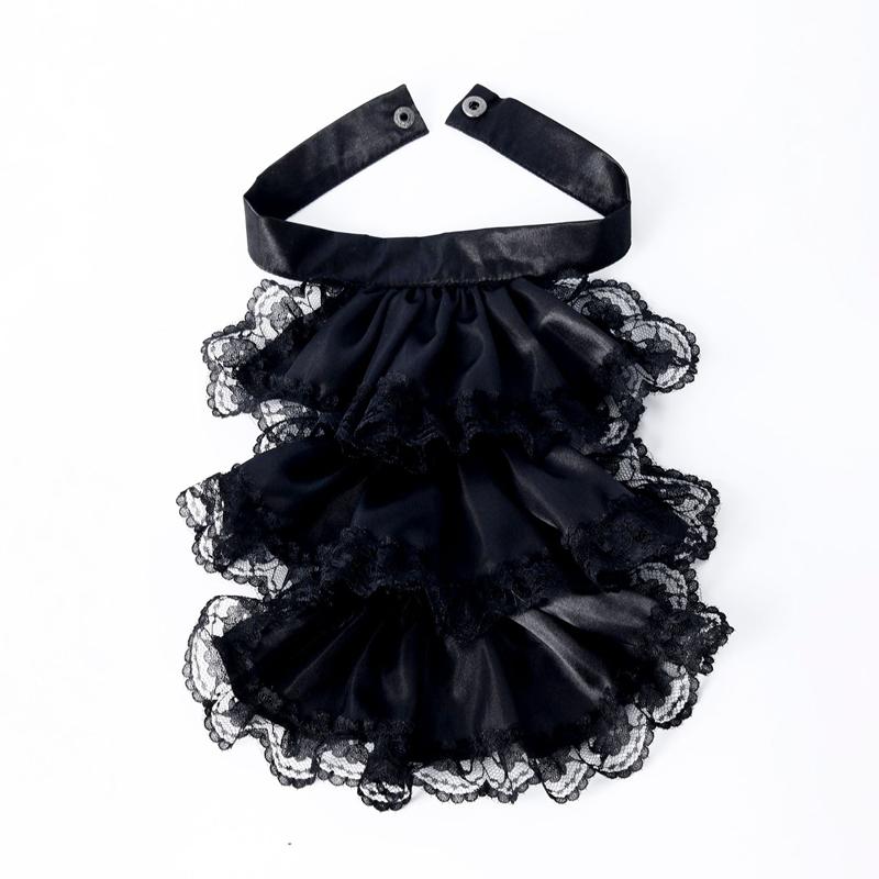 Ruffle Lace Neck Tie Shirt Front Detachable False Collar Necktie Stage Performance Party Multi-Layer Neckwear Neck Collar