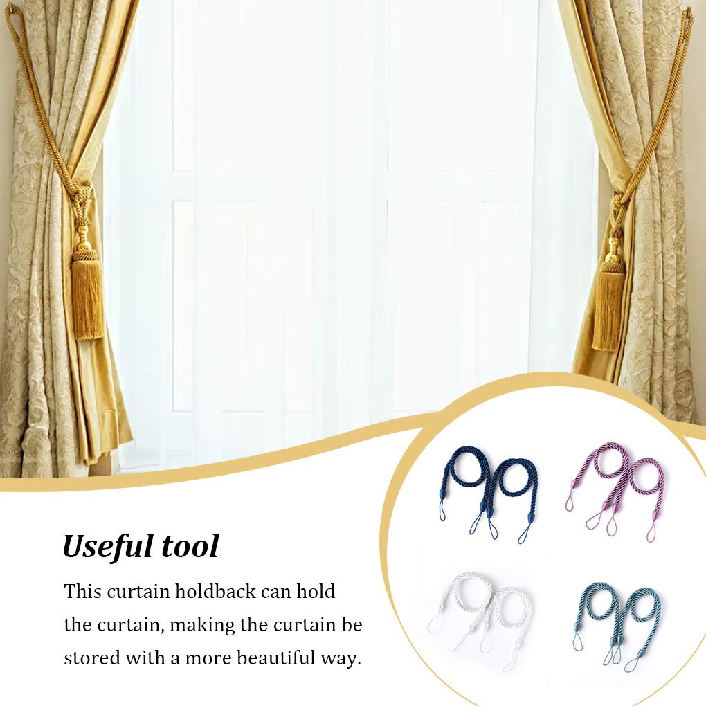 2 Pieces Home Hotel Polyester Curtain Holdback Living Room Bedroom Drape Tieback Decorative Holder Waved Rope Decor