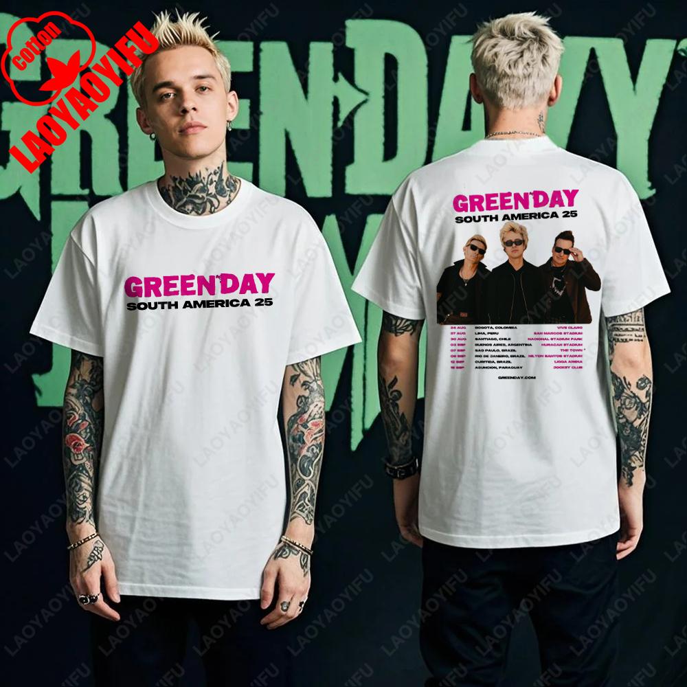 Green Day Tour 2025 Asia and Australia Tour Graphic T Shirts Summer Woman Man Fans High Quality Cotton Tshirt Music Festival