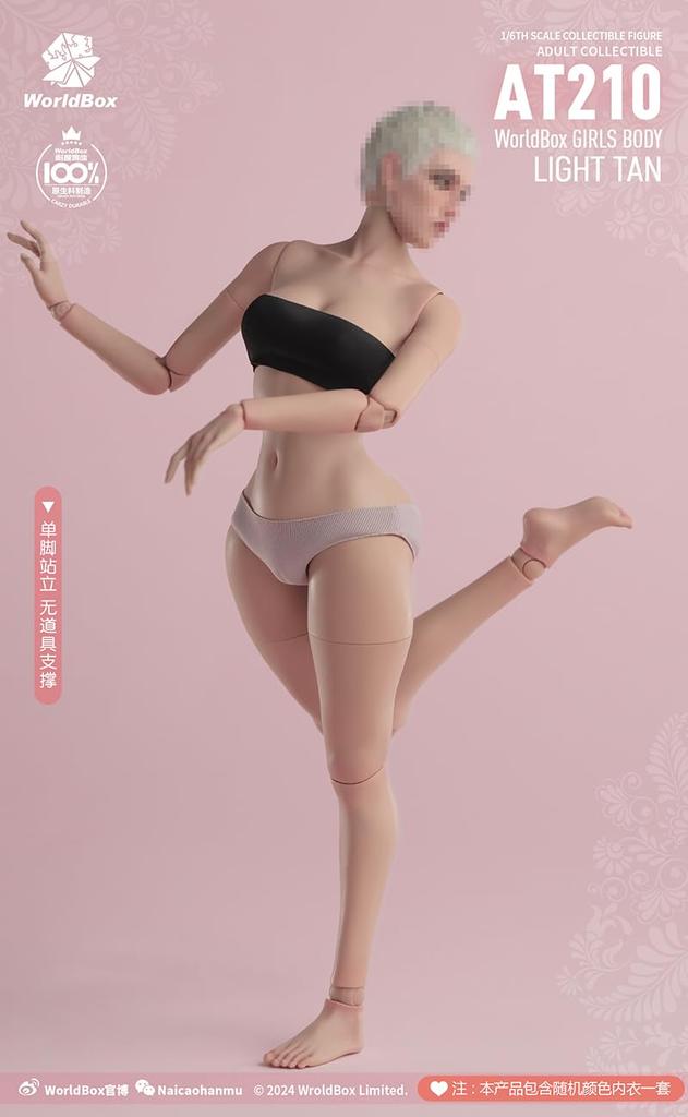 Figura de Ação em Escala Worldbox AT210 Corpo Feminino de Cintura Fina e Roupas Não [TOYBARJAPAN] 1/6 Beleza de Cintura de Abelha, Versão, Asiática/Ocidental (Cabeça Incluída)
