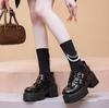 Fashion Retro Thick Heel Loafers Women's Autumn New Single Shoes Buckle Round Head Fashionable British Style Small Leather Shoes