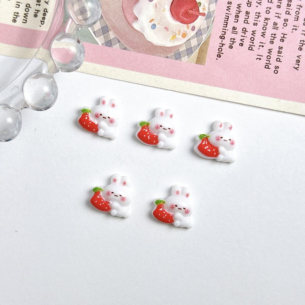 Cartoon Rabbit Nail Art Accessories Cute 3D Heart Blush Bunny Handmade DIY Nail Wearable Nail Decorations