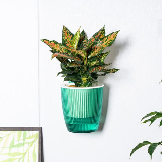 Self Watering Wall Mounted Flower Pot Double-Layer Root-Rotproof Plant Pot with Transparent Water Level for Indoor Plants Balcony Office Decor