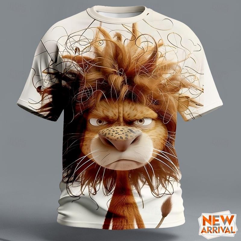 Abstract Funny Lion Pattern T Shirt For Men Cartoon 3D Printed Tees Summer