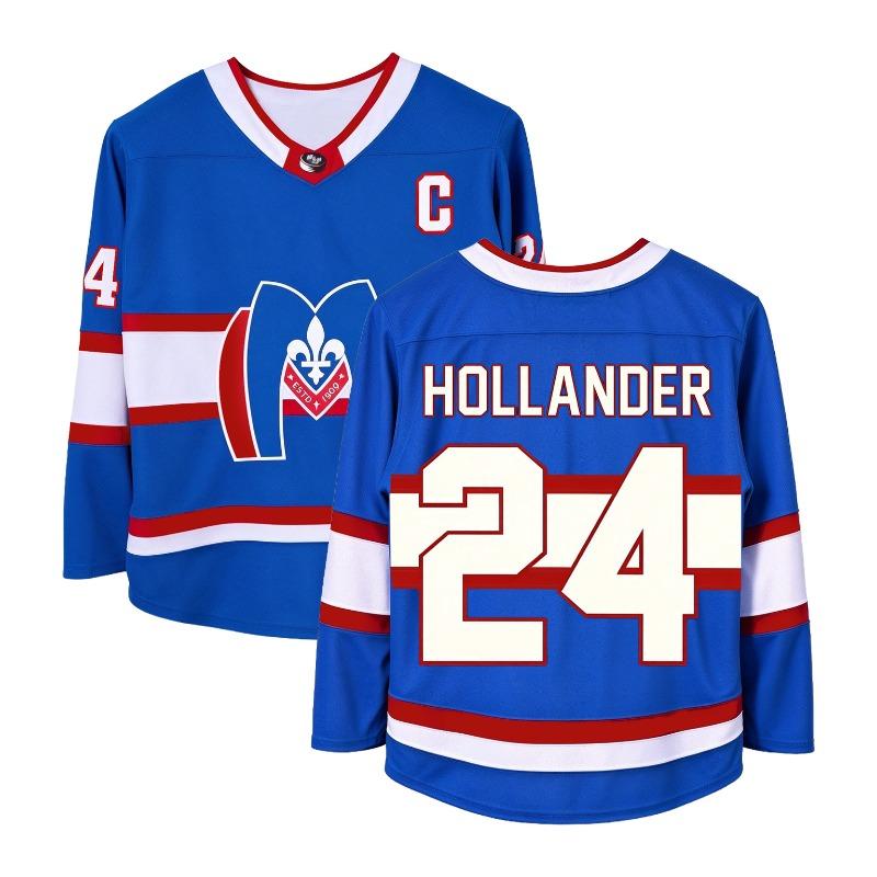 Shane Hollander #24 Hokejový dres Heated Rivalry Merch Montreal Metros Potisk Hokejové dresy Unisex Dlouhý rukáv Sportovní uniforma