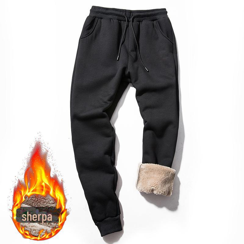 

Мужские молодежные зимние спортивные штаны из овчины: Модные свободные спортивные брюки с утолщенным бархатом и манжетами XL