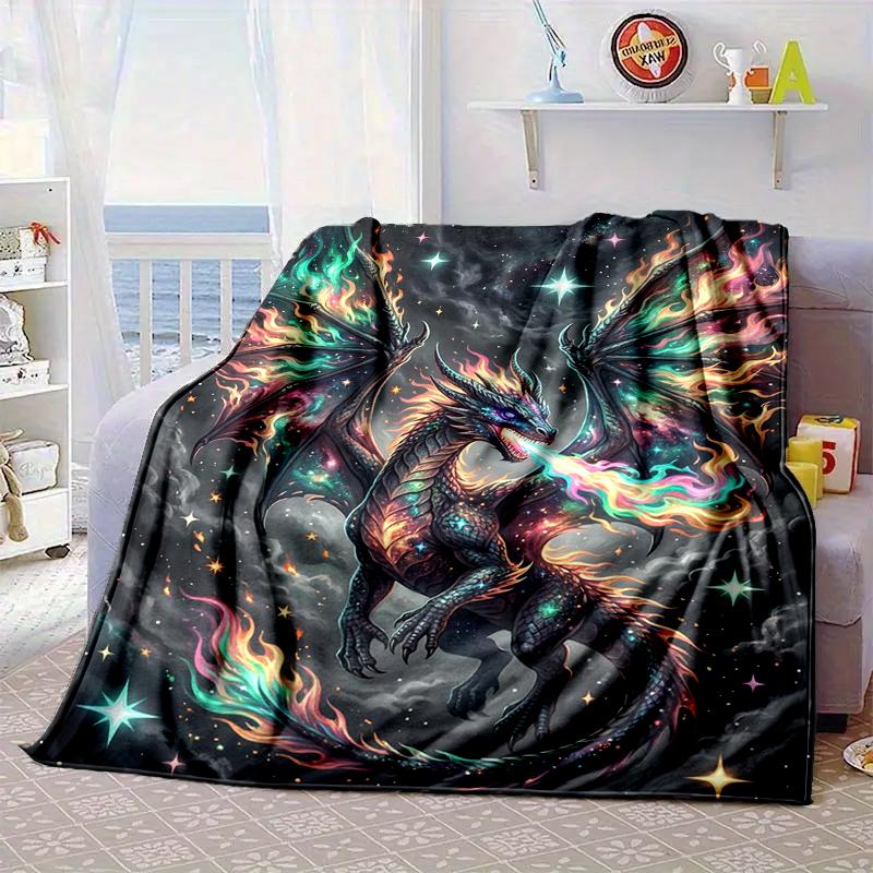 Blue Dragon Holding Stars Blanket Flannel Blanket Throw Blanket Sofa Cover Blanket Soft Premium Blanket Picnic Blanket Tv Blanket Gifts