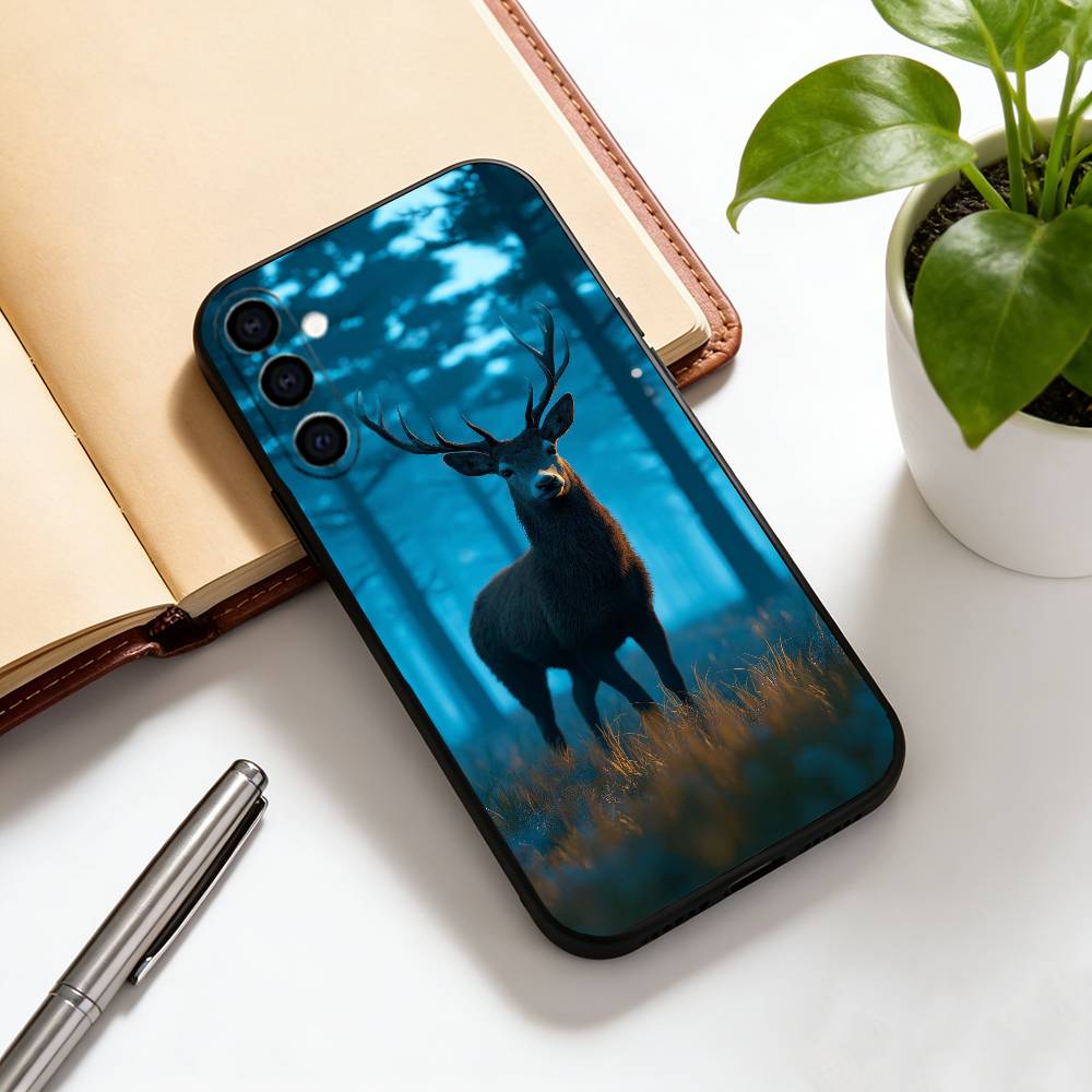 Deer  Phone Case Black Silicone Soft For Samsung Galaxy A73,A72,A71,A70,A53,A52,A51