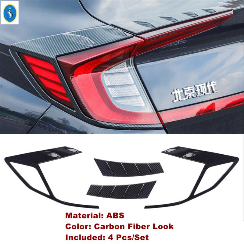Chrom / Karbonfaser Auto Rückleuchten Rücklicht Heckleuchten Dekor Abdeckung Zierleiste ABS Zubehör für Hyundai Sonata DN8 -